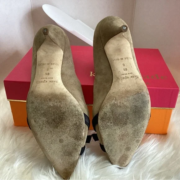 Kate Spade Thea Heels in Doe Taupe and black grosgrain bow. Women’s Size 8.5 GS1 - Picture 5 of 6